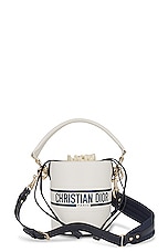 FWRD Renew Dior Calfskin 2 Way Bucket Bag in White, view 1, click to view large image.