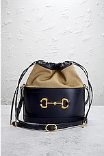 FWRD Renew Gucci Horsebit 1955 Bucket Bag in Navy, view 2, click to view large image.