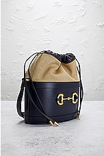 FWRD Renew Gucci Horsebit 1955 Bucket Bag in Navy, view 4, click to view large image.