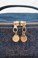 FWRD Renew Chanel Vintage Denim Timeless Vanity Bag in Blue, view 6, click to view large image.