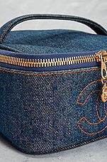 FWRD Renew Chanel Vintage Denim Timeless Vanity Bag in Blue, view 9, click to view large image.
