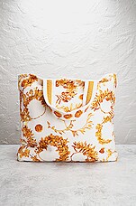 FWRD Renew Chanel Coco Printed Terry Beach Tote Bag in Multi, view 2, click to view large image.