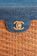 FWRD Renew Chanel Denim &amp; Straw Basket Bag in Blue, view 6, click to view large image.
