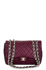 FWRD Renew Chanel Jumbo Classic Flap Shoulder Bag in Purple, view 1, click to view large image.