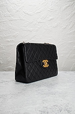 FWRD Renew Chanel Lambskin Quilted Chain Flap Shoulder Bag in Black, view 4, click to view large image.
