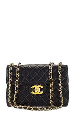 FWRD Renew Chanel Jumbo XL Quilted Turnlock Half Flap Shoulder Bag in Black, view 1, click to view large image.