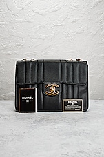 FWRD Renew Chanel Vintage Jumbo Caviar Turnlock Single Flap Bag in Black, view 10, click to view large image.