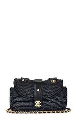 FWRD Renew Chanel Raffia Flap Bag in Blue, view 1, click to view large image.