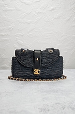 FWRD Renew Chanel Raffia Flap Bag in Blue, view 2, click to view large image.