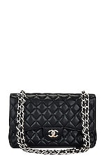FWRD Renew Chanel Quilted Caviar Double Flap Chain Shoulder Bag in Black, view 1, click to view large image.