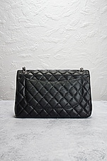 FWRD Renew Chanel Quilted Caviar Double Flap Chain Shoulder Bag in Black, view 3, click to view large image.