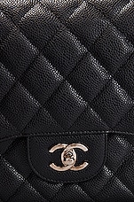 FWRD Renew Chanel Quilted Caviar Double Flap Chain Shoulder Bag in Black, view 6, click to view large image.