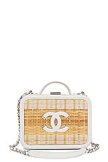 FWRD Renew Chanel 2019 Raffia Rattan Filigree Vanity Bag in Neutral, view 1, click to view large image.