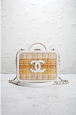 FWRD Renew Chanel 2019 Raffia Rattan Filigree Vanity Bag in Neutral, view 2, click to view large image.