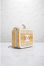 FWRD Renew Chanel 2019 Raffia Rattan Filigree Vanity Bag in Neutral, view 3, click to view large image.