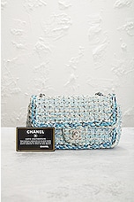 FWRD Renew Chanel Tweed Chain Shoulder Bag in Blue, view 10, click to view large image.