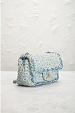 FWRD Renew Chanel Tweed Chain Shoulder Bag in Blue, view 4, click to view large image.