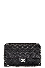FWRD Renew Chanel Lambskin Quilted Flap Chain Shoulder Bag in Gray, view 1, click to view large image.