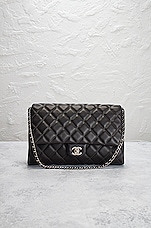 FWRD Renew Chanel Lambskin Quilted Flap Chain Shoulder Bag in Gray, view 2, click to view large image.