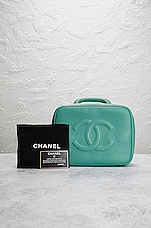 FWRD Renew Chanel Caviar Timeless CC 2Way Vanity Bag in Turquoise, view 10, click to view large image.