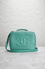 FWRD Renew Chanel Caviar Timeless CC 2Way Vanity Bag in Turquoise, view 2, click to view large image.