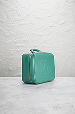 FWRD Renew Chanel Caviar Timeless CC 2Way Vanity Bag in Turquoise, view 4, click to view large image.