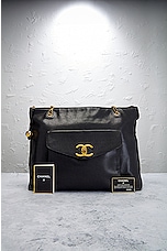 FWRD Renew Chanel Vintage Caviar Front Pocket Shoulder Bag in Black, view 10, click to view large image.