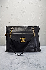 FWRD Renew Chanel Vintage Caviar Front Pocket Shoulder Bag in Black, view 2, click to view large image.