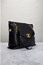 FWRD Renew Chanel Vintage Caviar Front Pocket Shoulder Bag in Black, view 4, click to view large image.