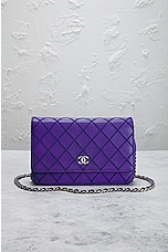 FWRD Renew Chanel Quilted Coco Mark Chain Shoulder Bag in Purple, view 2, click to view large image.