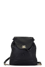 FWRD Renew Chanel Caviar Triple Coco Turnlock Chain Backpack in Black, view 1, click to view large image.