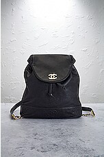 FWRD Renew Chanel Caviar Triple Coco Turnlock Chain Backpack in Black, view 2, click to view large image.