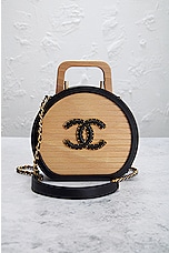FWRD Renew Chanel Wood Vanity Bag in Brown, view 2, click to view large image.