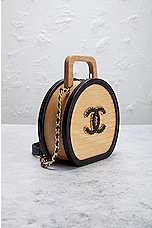 FWRD Renew Chanel Wood Vanity Bag in Brown, view 4, click to view large image.