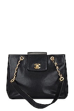 FWRD Renew Chanel Turnlock Flap Tote Bag in Black, view 1, click to view large image.