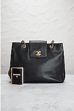 FWRD Renew Chanel Turnlock Flap Tote Bag in Black, view 10, click to view large image.
