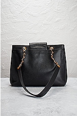 FWRD Renew Chanel Turnlock Flap Tote Bag in Black, view 3, click to view large image.