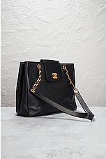 FWRD Renew Chanel Turnlock Flap Tote Bag in Black, view 4, click to view large image.