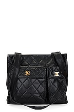 FWRD Renew Chanel Medium Double Turnlock Caviar Tote Bag in Black, view 1, click to view large image.