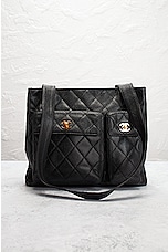 FWRD Renew Chanel Medium Double Turnlock Caviar Tote Bag in Black, view 2, click to view large image.