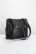 FWRD Renew Chanel Medium Double Turnlock Caviar Tote Bag in Black, view 4, click to view large image.