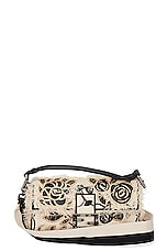FWRD Renew Fendi Floral Embroidered Baguette Bag in Black & White, view 1, click to view large image.