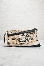 FWRD Renew Fendi Floral Embroidered Baguette Bag in Black & White, view 2, click to view large image.