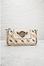 FWRD Renew Fendi Floral Embroidered Baguette Bag in Black & White, view 3, click to view large image.