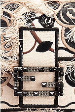 FWRD Renew Fendi Floral Embroidered Baguette Bag in Black & White, view 6, click to view large image.