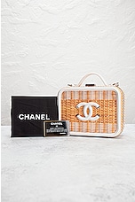 FWRD Renew Chanel 2019 Raffia Rattan Filigree Vanity Bag in White, view 10, click to view large image.