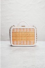 FWRD Renew Chanel 2019 Raffia Rattan Filigree Vanity Bag in White, view 3, click to view large image.