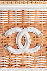 FWRD Renew Chanel 2019 Raffia Rattan Filigree Vanity Bag in White, view 6, click to view large image.