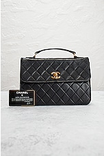 FWRD Renew Chanel Vintage Black Top Handle Quilted Shoulder Bag in Black, view 10, click to view large image.