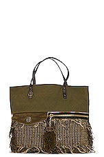 FWRD Renew Chanel Fringe Tote Bag in Green, view 1, click to view large image.